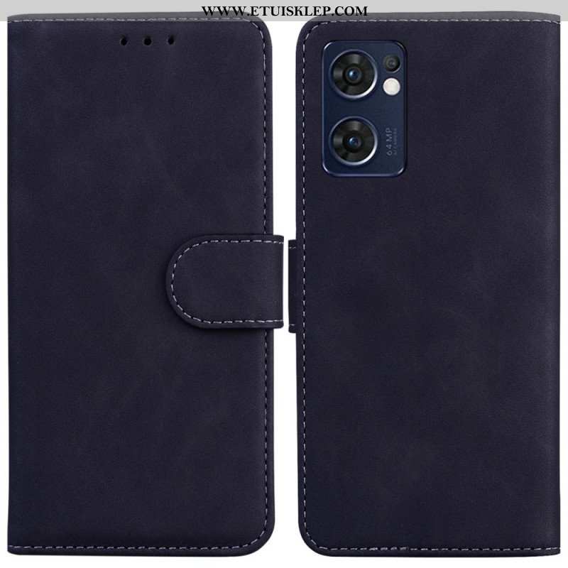 Etui Folio do Oppo Find X5 Lite Monochromatyczny Efekt Skóry